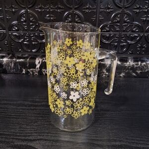 Pyrex Spring Blossom Glass Pitcher, Crazy Daisy Dishes, Vintage Floral Carafe